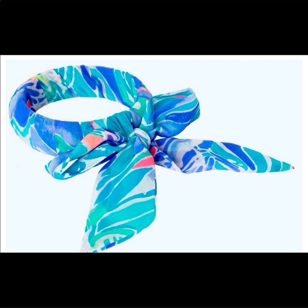 NWT Lilly Pulitzer GWP Fabric Wrapped Bangle Celestial Seas Bow Bracelet